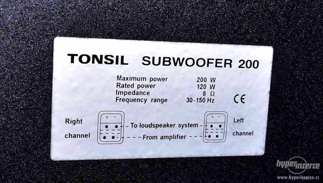 Subwoofer Tonsil 200 (30-150 Hz, 620 x 350 x 250mm 2x 8 Ohm) - foto 2