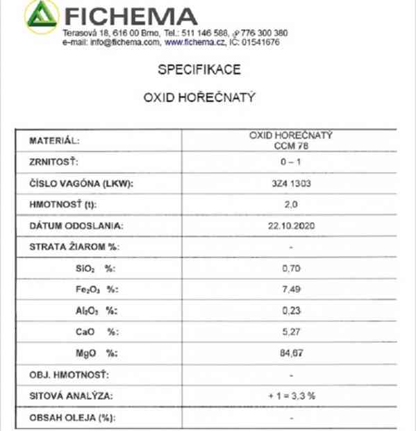 Oxid hořečnatý (Pálený magnezit) - 2kg - Fichema - foto 3