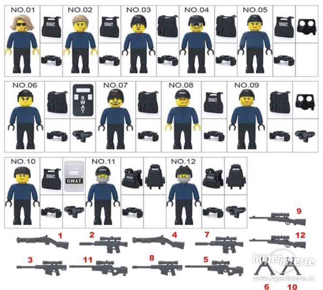 Lego figurky SWAT Police komando 12 druhů - foto 2