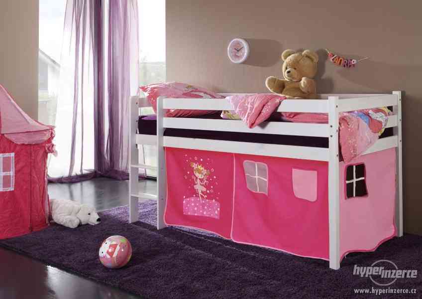 Vyvýšená postel bílá vzor růžová princezna - foto 1