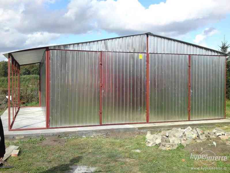 Plechová garáž,sedlová střecha,vrata,zinkovaný plech 3x5m - foto 6