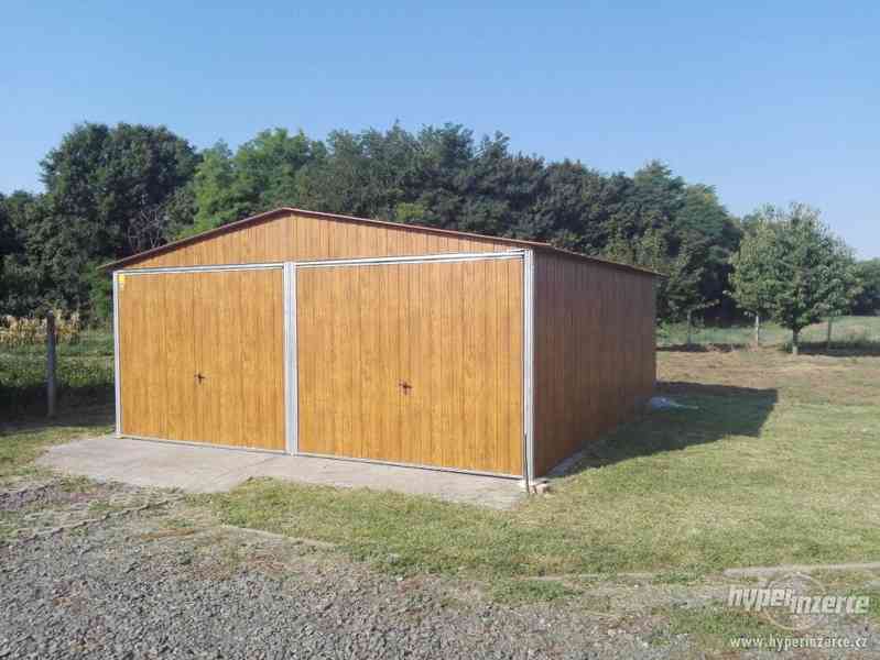 Plechová garáž,sedlová střecha,vrata,zinkovaný plech 3x5m - foto 9