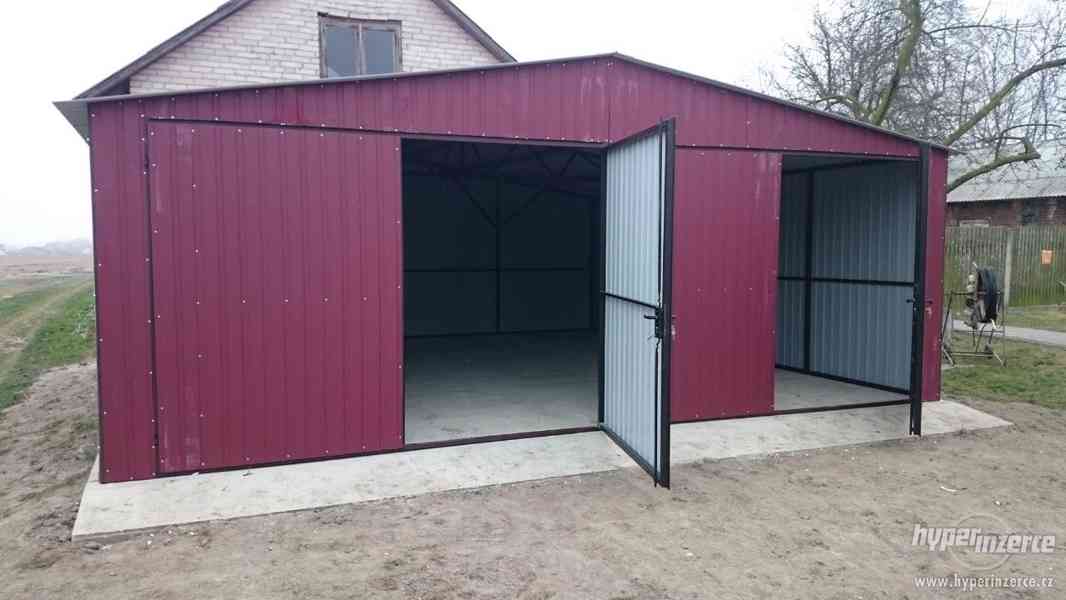 Plechová garáž,sedlová střecha,vrata,zinkovaný plech 3x5m - foto 10