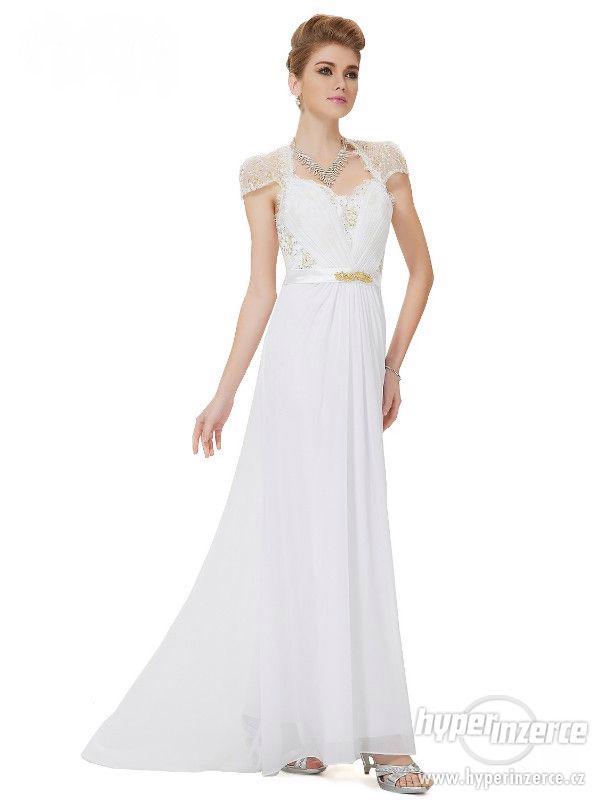 Luxusní svatební šaty šifonové s krajkou NOVÉ a levně - foto 1