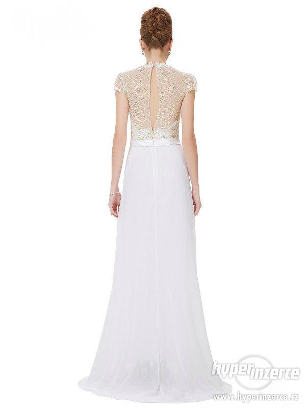 Luxusní svatební šaty šifonové s krajkou NOVÉ a levně - foto 2