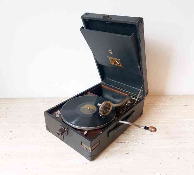 His Master’s Voice - starožitný gramofon na kliku, top stav  - foto 1