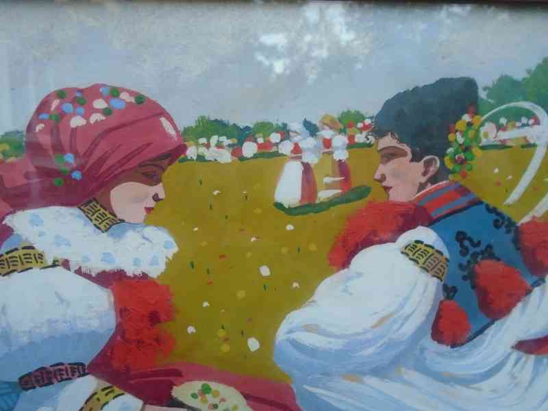 Obraz Modlitba a Šohaj a dívky v krojích F. Šneidr olej - foto 8