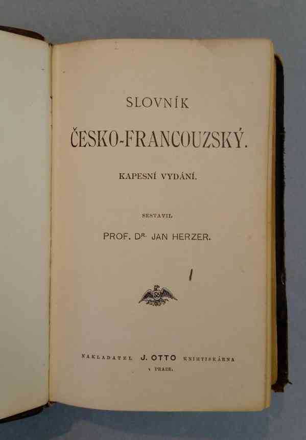 Česko-francouzský slovník, kapesní, Prof.J.Herzer, nakl.Otto - foto 3