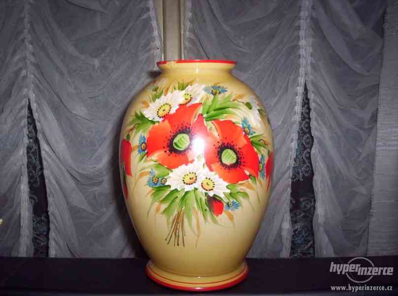 Nádherná skleněná váza s vlčími máky - foto 1