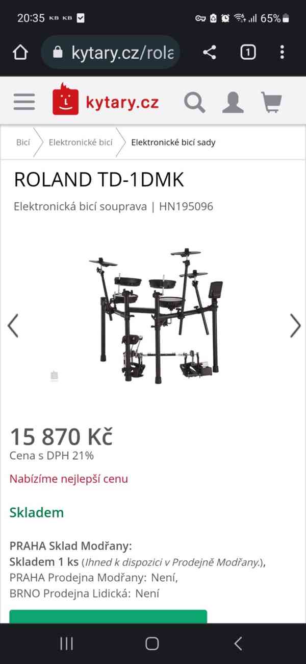 Elektronická bicí souprava + Double pedál ROLAND TD-1DMK - foto 10
