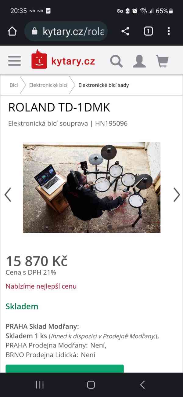 Elektronická bicí souprava + Double pedál ROLAND TD-1DMK - foto 8