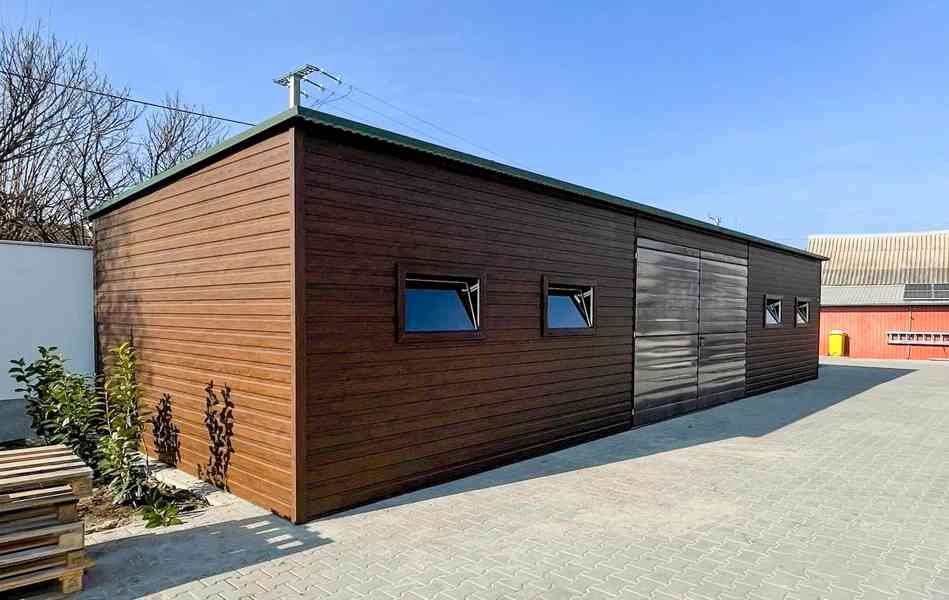 Plechova garáž 13,5x4,5m - Dvoukřídlá vrata 4x okno TS1016 - foto 3