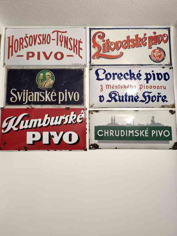 Pivní sklo, půllitry, třetinky, pivovarské cedule. - foto 4