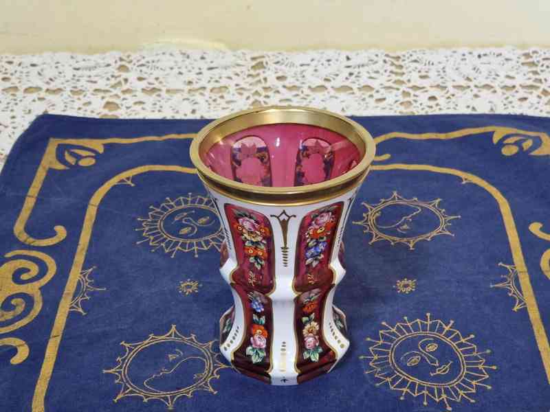 Luxusní Biedermeier přejímaná Sklenice Květiny  Top Stav - foto 3