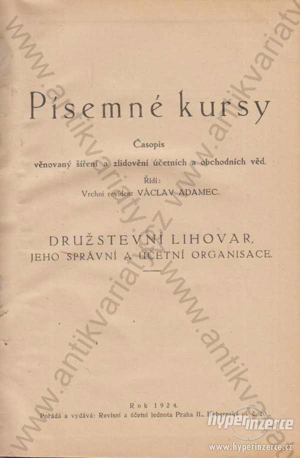 Písemné kurzy Revisní a účetní jednota Praha 1924 - foto 1