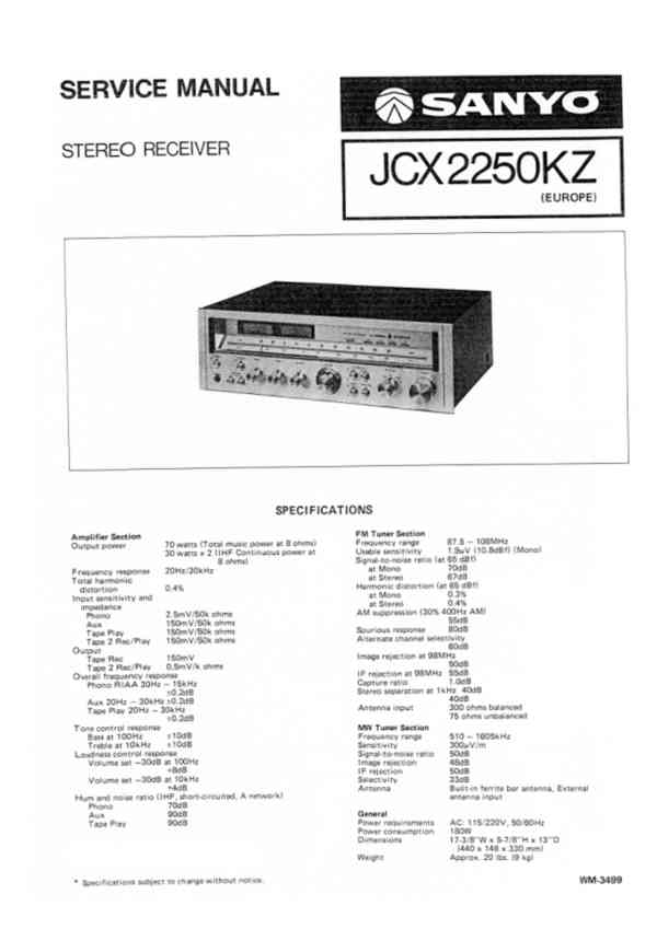 ♫ Vintage stereo receiver Sanyo JCX-2250 KZ, MADE IN JAPAN ♫ - foto 10