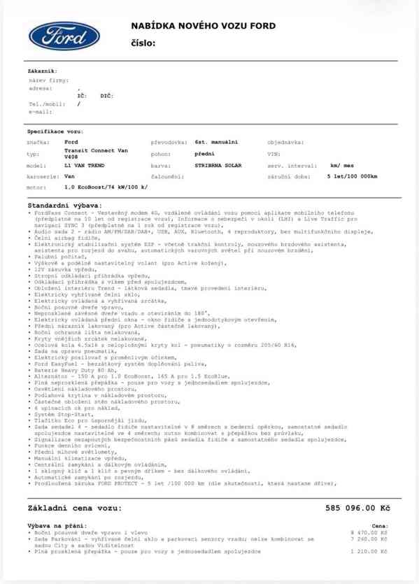 Ford Transit Connect L1, r.2022, 24tkm, WEBASTO, ODPOČET - foto 6