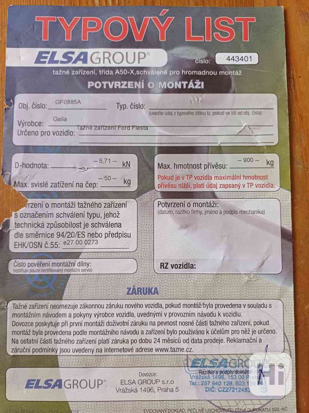 tažné zařízení Ford Fiesta 2002-2008 - foto 1