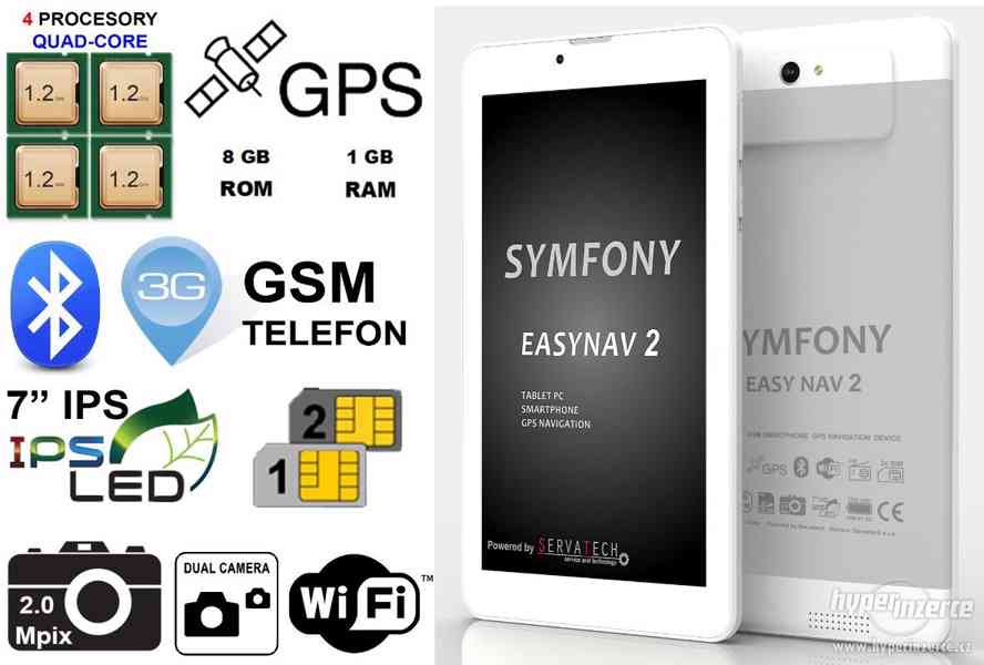 Tablet Phablet Symfony EASY NAV 2, 7" IPS HD LCD - foto 1