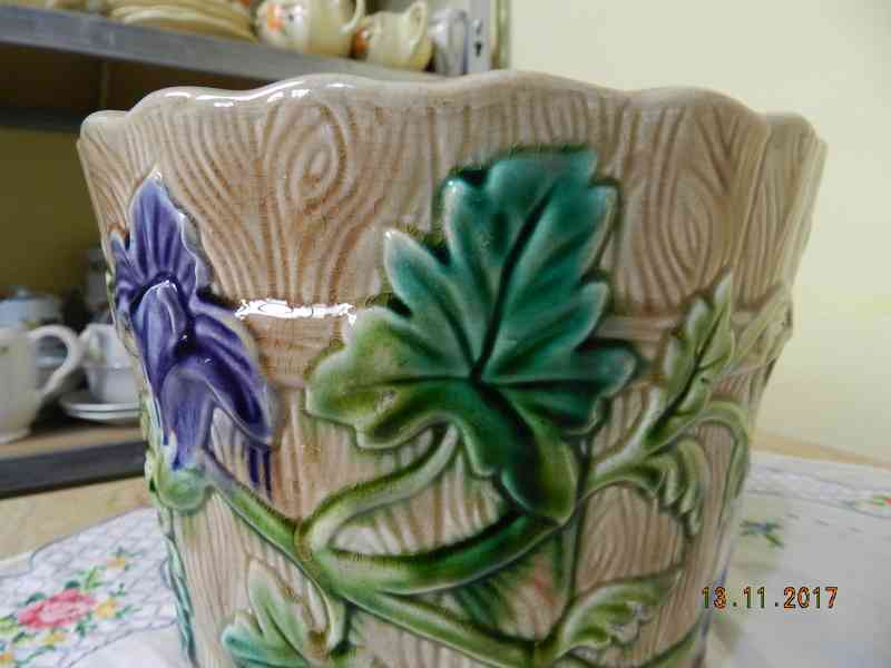 Starý keramický Květináč Květník Majolika Orchies Francie - foto 4