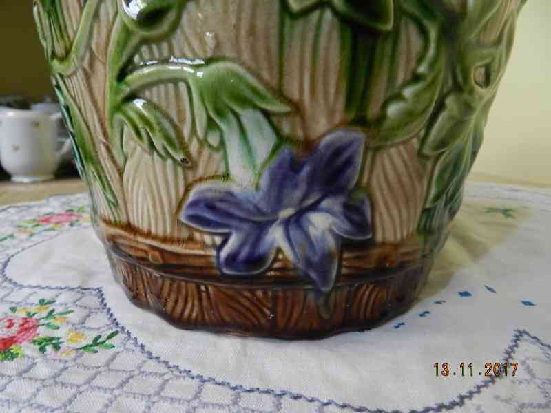 Starý keramický Květináč Květník Majolika Orchies Francie - foto 6