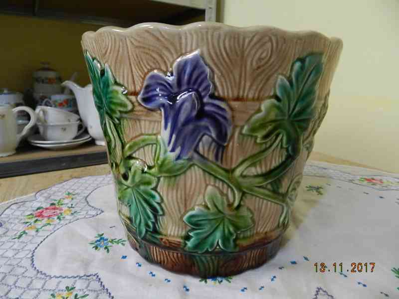 Starý keramický Květináč Květník Majolika Orchies Francie - foto 2