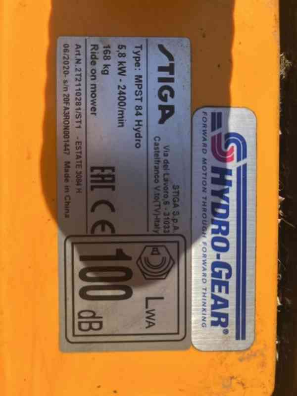 Zahradní traktor Stiga Estate 3084 H – typ MPST 84 Hydro - foto 6