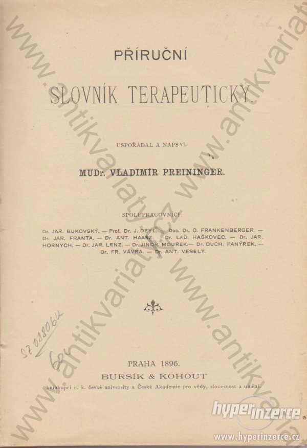 Příruční slovník terapeutický Preininger  1896 - foto 1