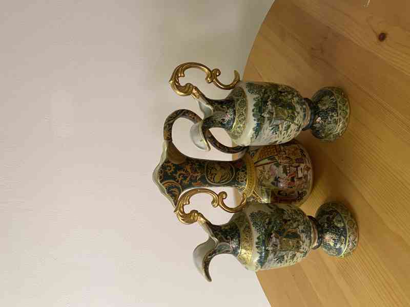 Sada 3 dekoračních váz – orientální motiv, ručně malované - foto 2