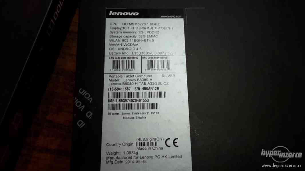 Prodám tablet Lenovo Yoga 10 HD+ 3G 32GB stříbrný - foto 6