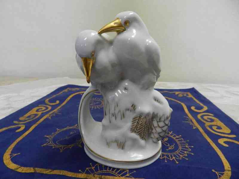 Bílá stylová porcelánová soška Ptáci - foto 1