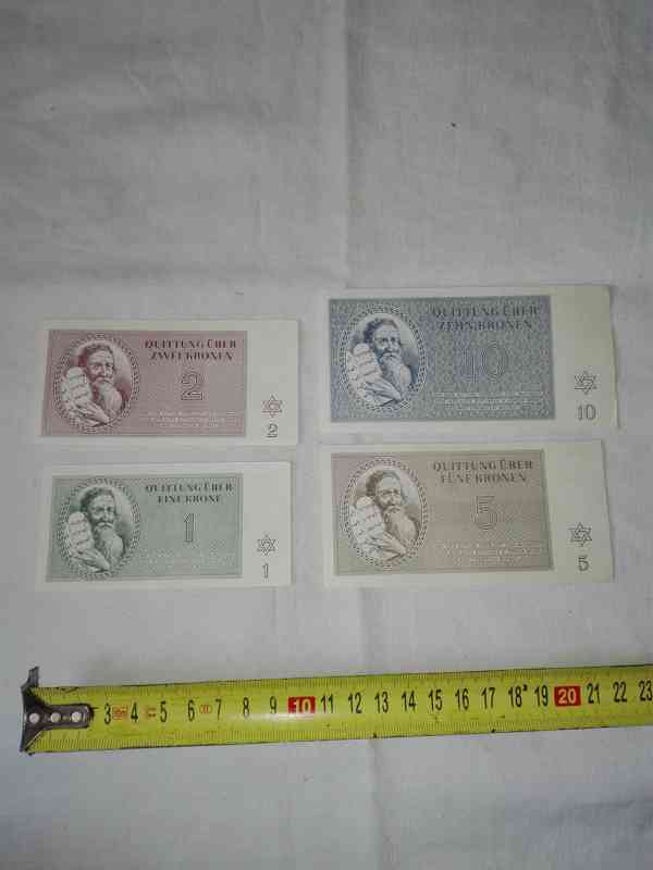 Židovské bankovky Terezín kompletní 7 ks - foto 4