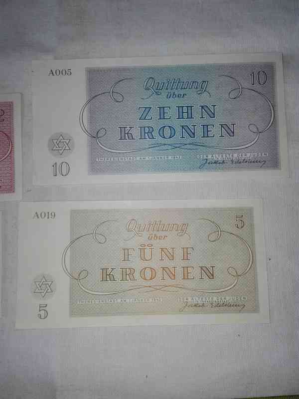 Židovské bankovky Terezín kompletní 7 ks - foto 3
