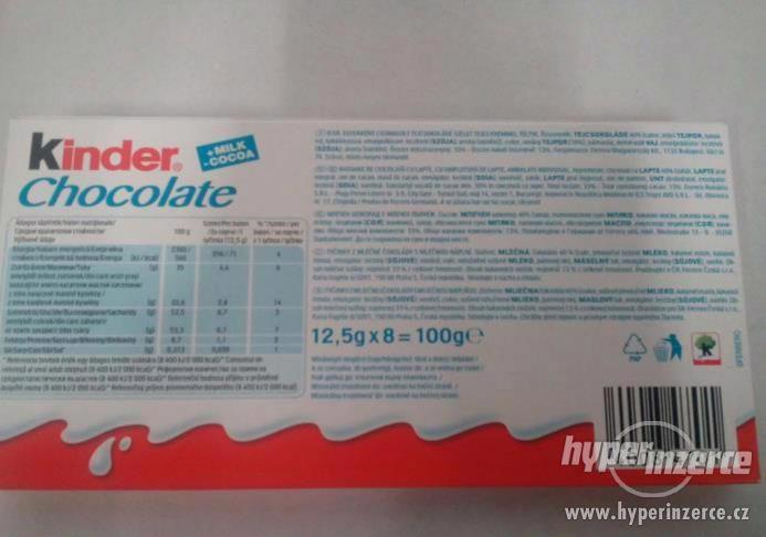Kinder Chocolate T8 100 gr    4000pcs/ pallet   text BG,RO, - foto 2