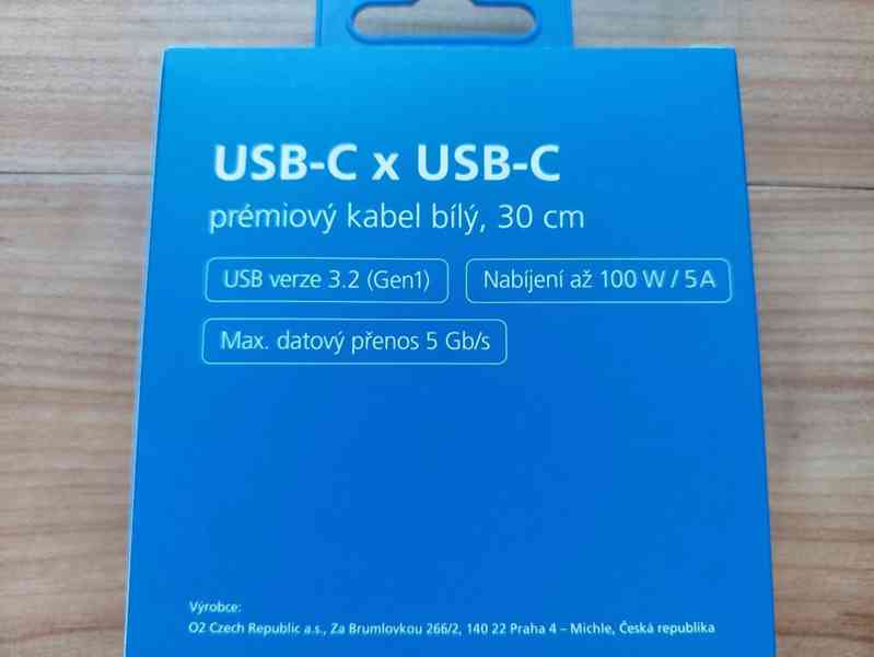 Nový datový a nabíjecí kabel O2 USB-C/USB-C délky 30cm SLEVA - foto 2