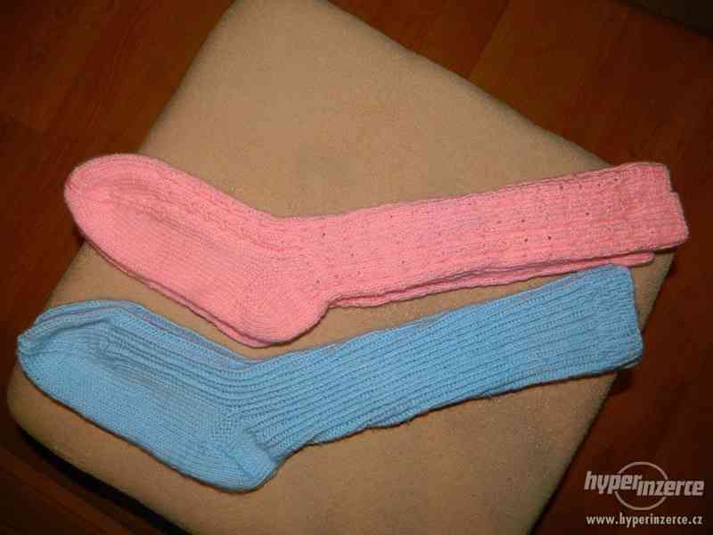 Teplé pletené ponožky - ručně doma pletené - foto 2