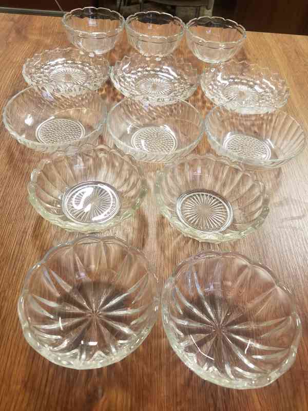 Retro skleněné kompotové misky