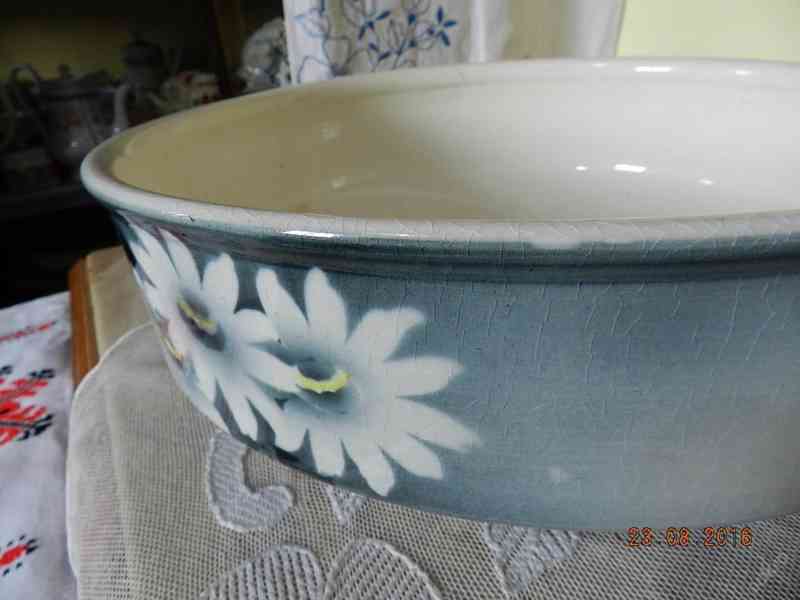 Krásne staré porcelánové umyvadlo Květiny Dec. - foto 4