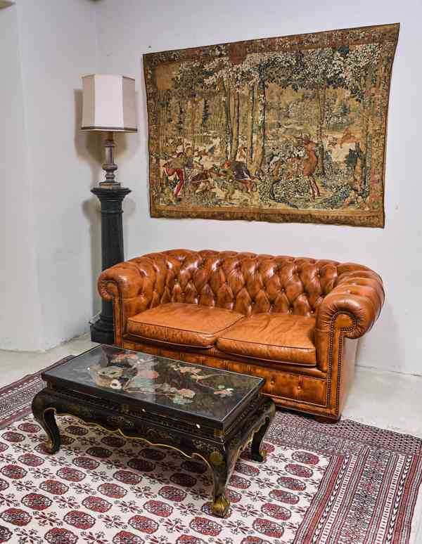 Starožitný čínský lakovaný stolek s kamennou intarzií - foto 2