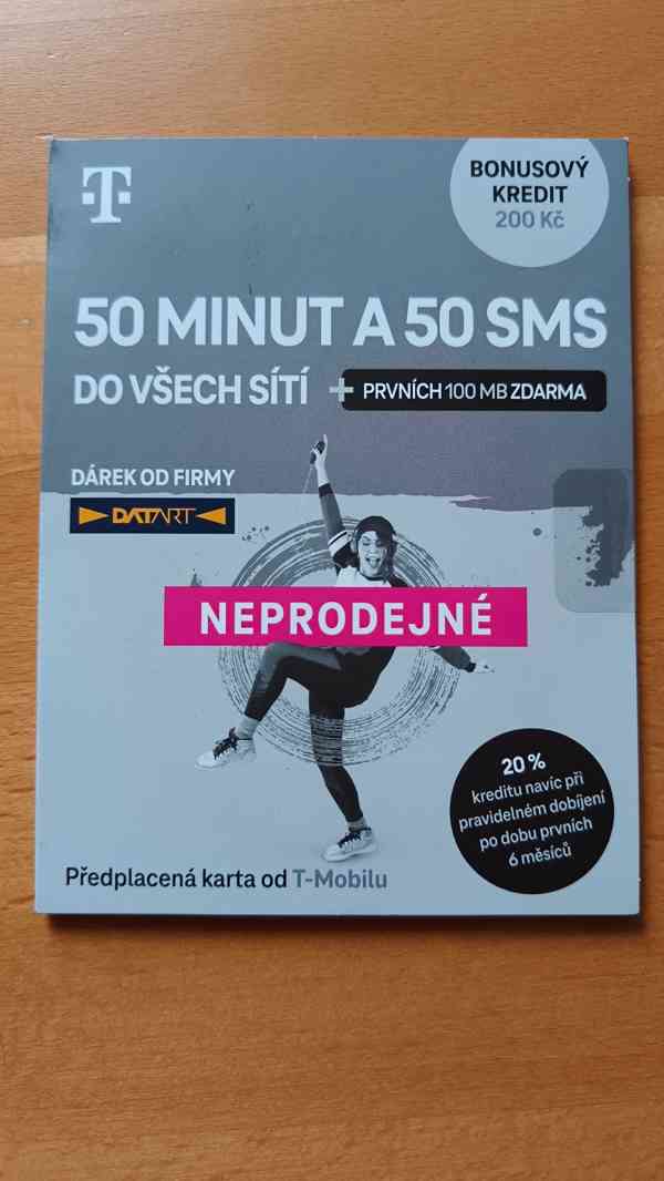 Předplacená karta T-Mobile 50 min / 50 SMS s kreditem 200 Kč