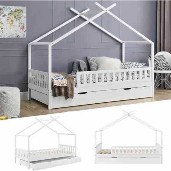 Dětská domečková postel Tipi 94 × 206 × 166 cm | bílá - foto 1