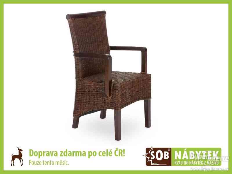 Židle z ratanu, dřevěná židle hnědá - foto 1