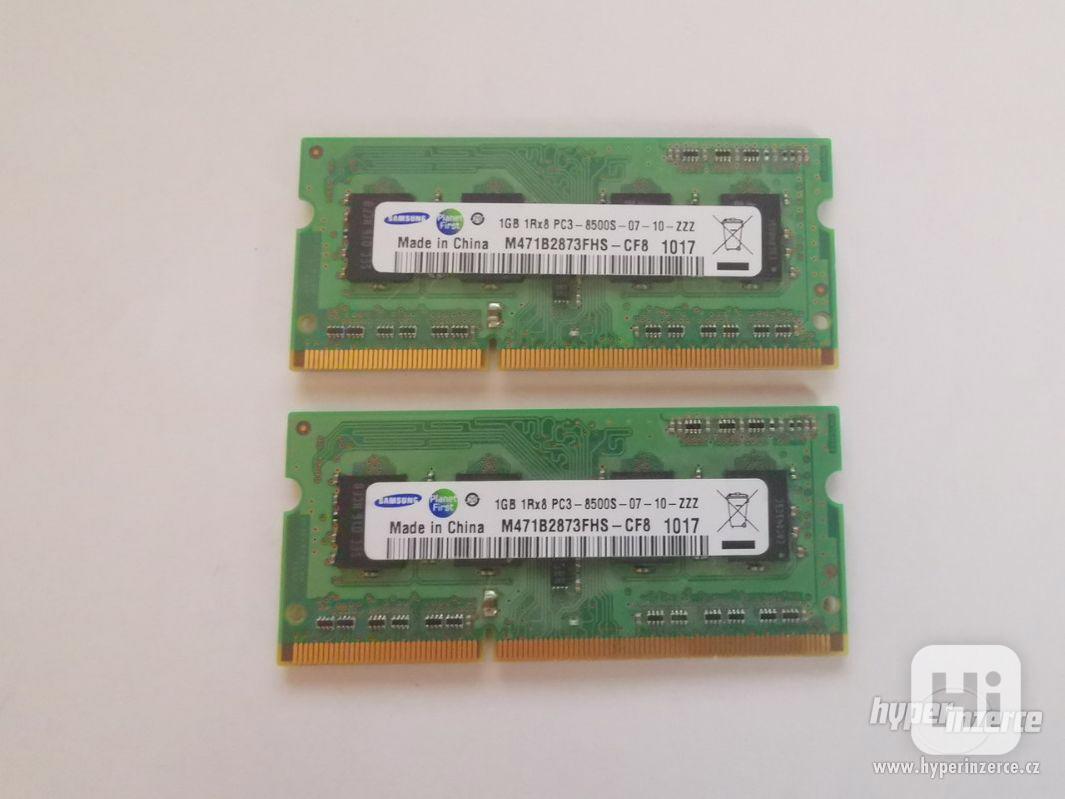 2x1GB SODIMM DDR3 PC3-8500 1066MHz Samsung sada NTB pamětí - foto 1