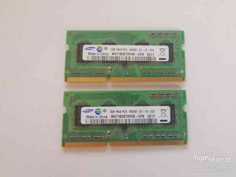 2x1GB SODIMM DDR3 PC3-8500 1066MHz Samsung sada NTB pamětí - foto 1