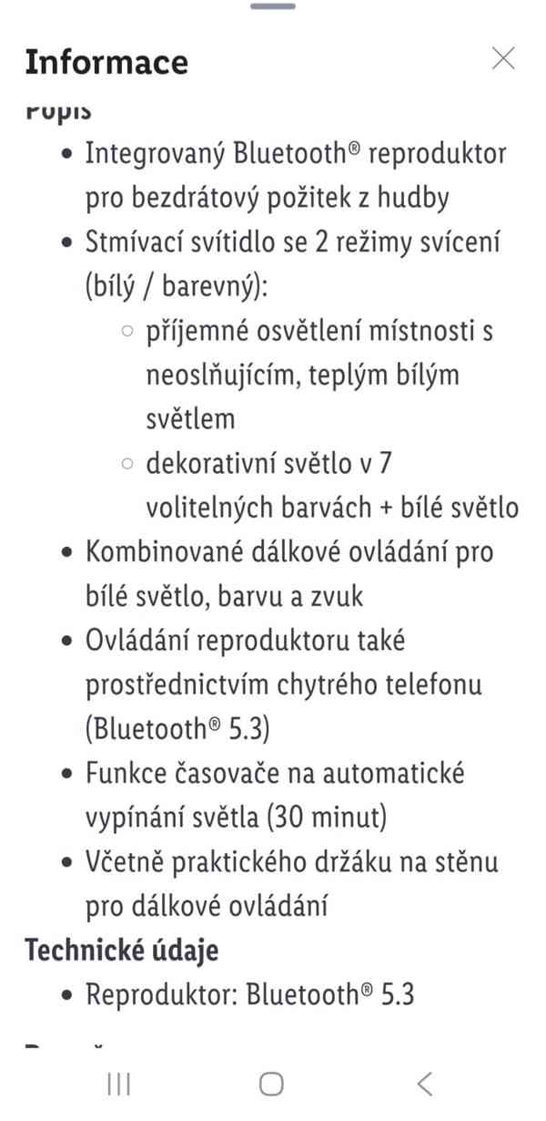 SVÍTIDLO S BLUETOOTH REPRODUKTOREM - foto 3