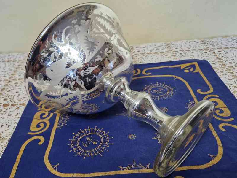 Krásný bohatě malovaný amalgámový Nástolec s ptáky - foto 7