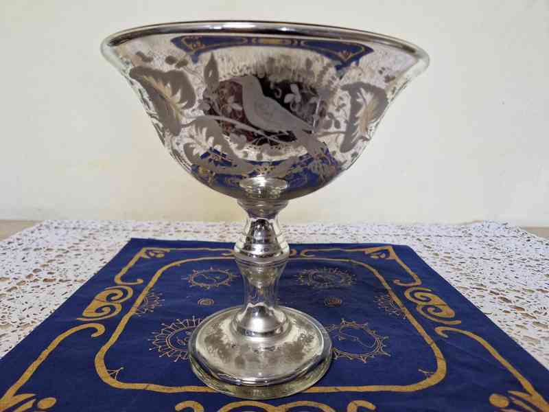 Krásný bohatě malovaný amalgámový Nástolec s ptáky - foto 5