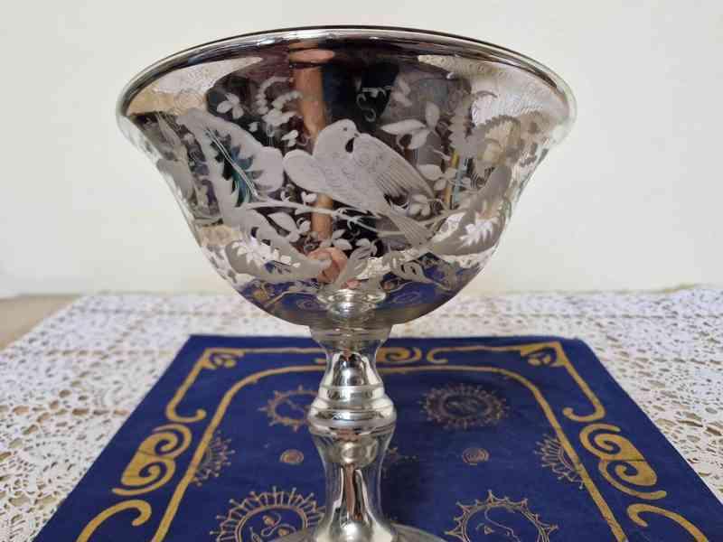 Krásný bohatě malovaný amalgámový Nástolec s ptáky - foto 6