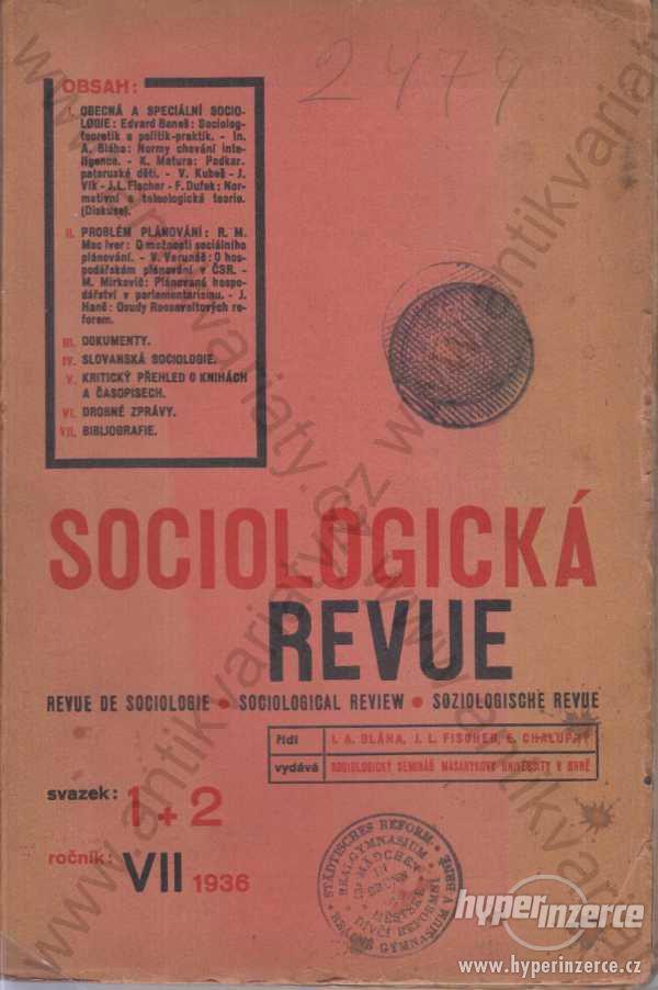 Sociologická revue - 2 svazky 1936 - foto 1