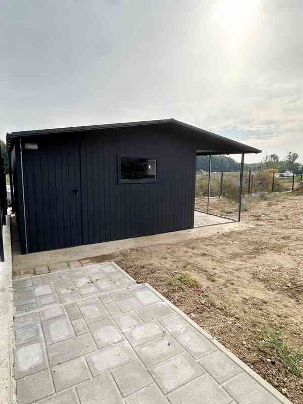 Plechova garáž Zahradní domek  4x6m + přístřešek 2x6m TS1005 - foto 3
